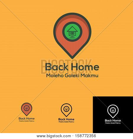back home pin locations logo concept for mobile app blog or any others