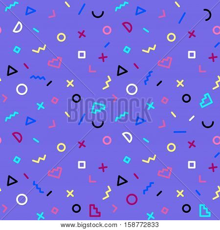 Memphis seamless pattern of geometric shapes Abstract 80s-90s styles design. Trendy memphis style. Colorful geometric hipster poster background. Vector illustration stock vector.