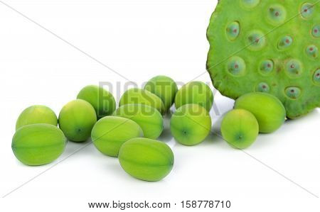 natural, delicious, agriculture Lotus seeds on white background.