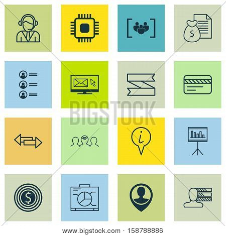 Set Of 16 Universal Editable Icons. Can Be Used For Web, Mobile And App Design. Includes Icons Such As Job Applicants, Presentation, Personal Skills And More.