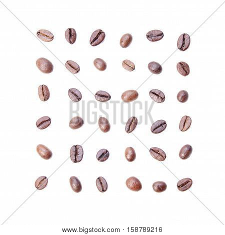 Set of coffee beans 36 on a white background