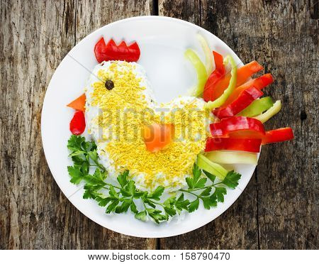Salad shaped for the New Year 2017. Attractive and fun food
