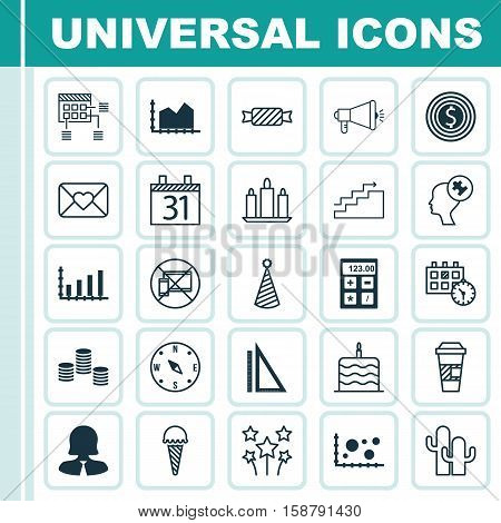Set Of 25 Universal Editable Icons. Can Be Used For Web, Mobile And App Design. Includes Icons Such As Dynamics, Business Goal, Growth And More.