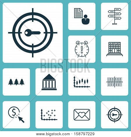 Set Of 12 Universal Editable Icons. Can Be Used For Web, Mobile And App Design. Includes Icons Such As Keyword Marketing, Report, Airport Construction And More.