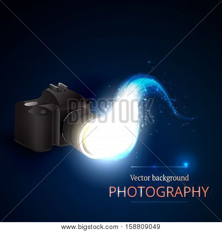 Vector illustration of the concept of shooting photos and video.Kamera and abstract film.