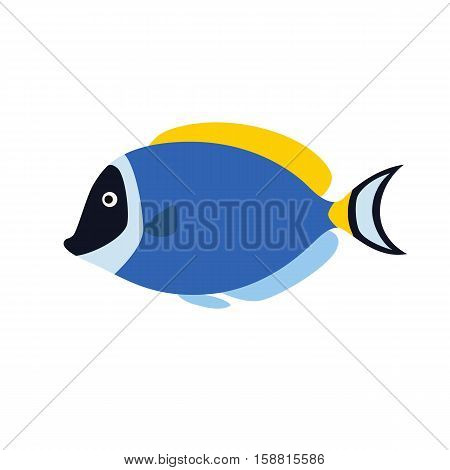 Fish blue surgeon side view. Vector illustration isolated on white background