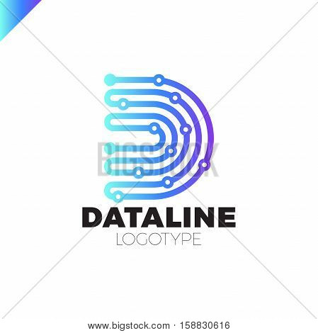 Letter D Logo Design Template,technology Abstract Dot Connection Cross Vector Logo Icon Circle Logot