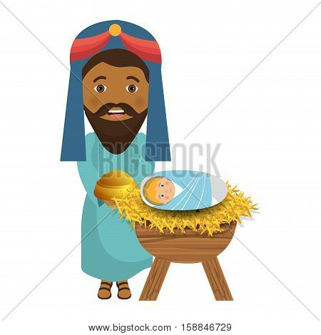 happy epiphany card manger character vector illustration design