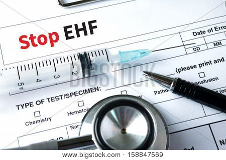 Stop Ehf (ebola Hemorrhagic Fever) Stop Ehf (ebola Hemorrhagic Fever) Doctor Work With Medical Equip