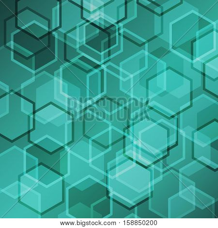 Abstract green gradient background with hexagon, stock vector