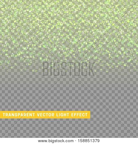light effect green texture glowing rain of confetti. Glitter particles shining stars. Christmas background Bright design element. Xmas decoration luxury greeting card