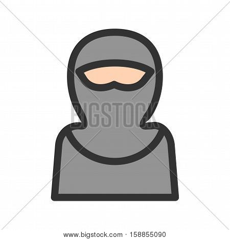 Burka, arab, women icon vector image. Can also be used for islamic. Suitable for mobile apps, web apps and print media.
