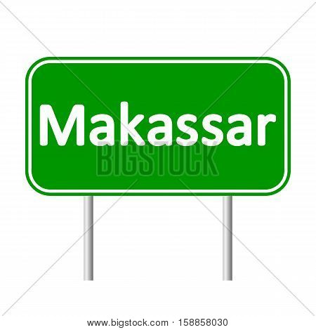 Makassar road sign isolated on white background.