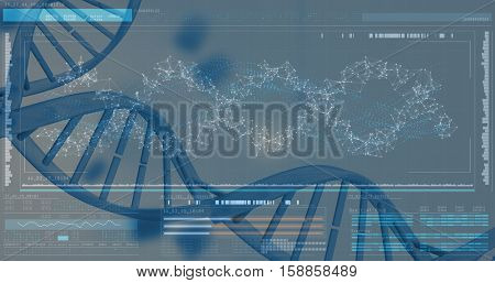 3D Helix diagram of DNA on bkack background
