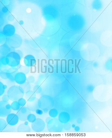 Blue Lights Festive background. Abstract holiday twinkled bright background with natural bokeh defocused white lights. Party abstract background.