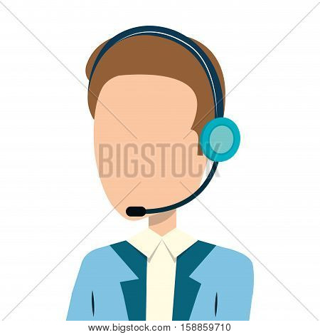 businessman character avatar with headset icon vector illustration design