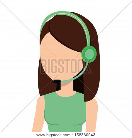businesswoman character with headset icon vector illustration design