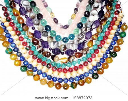 semigem necklace with bright crystals jewellery set