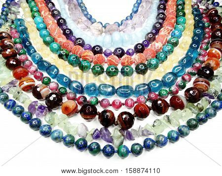semigem necklace with bright crystals jewellery set