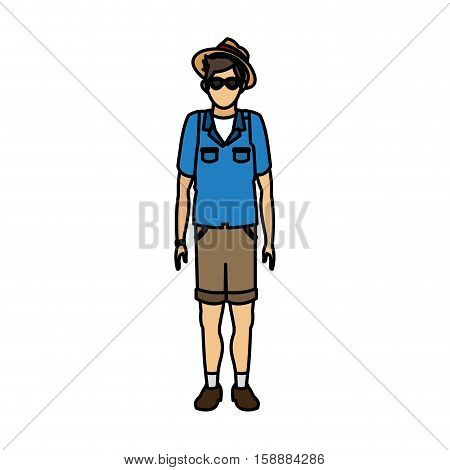 Toruist man icon. Travel trip vacation and tourism theme. Isolated design. Vector illustration