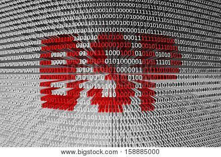 BSP in the form of binary code, 3D illustration
