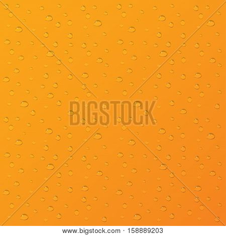 Clear water drops or rain on orange background.