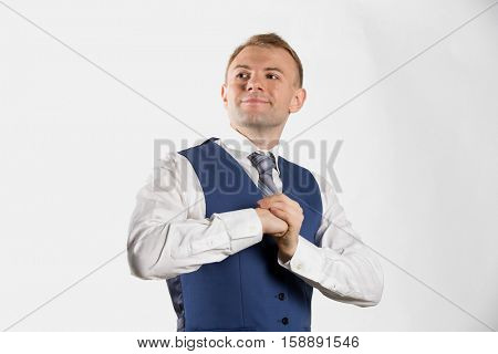 Businessman posing showing that he is a fighter