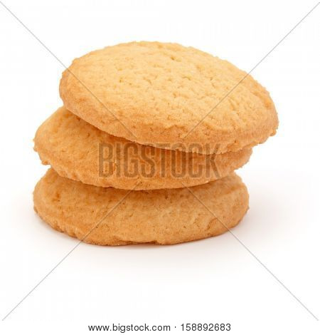 stacked short pastry cookies isolated on white background