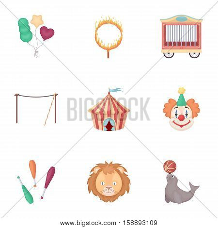 Circus set icons in cartoon style. Big collection of circus vector symbol stock