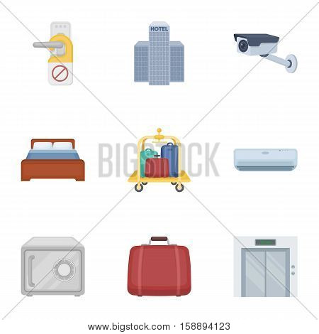 Hotel set icons in cartoon style. Big collection of hotel vector symbol stock