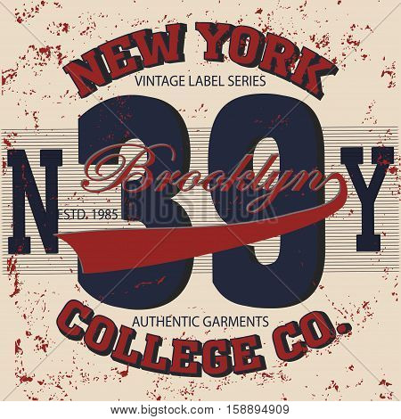 New york Brooklyn sport typography t-shirt - vector