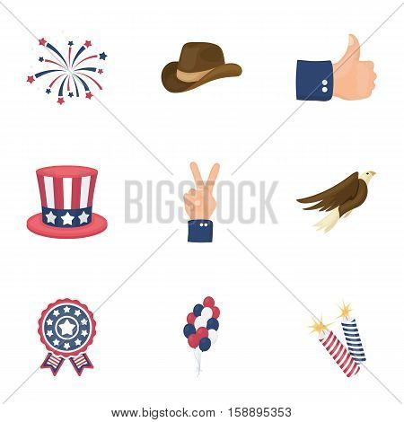 Patriot Day set icons in cartoon style. Big collection of Patriot Day vector symbol stock