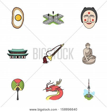 South Korea set icons in cartoon style. Big collection of South Korea vector symbol stock