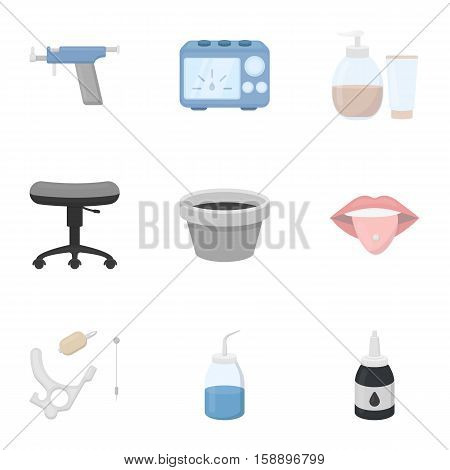 Tattoo studio set icons in cartoon style. Big collection of tattoo studio vector symbol stock
