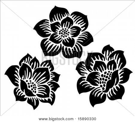 Vector set of flower blossoms. Easy to change colors.