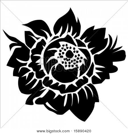 Vector set of flower blossoms. Easy to change colors.