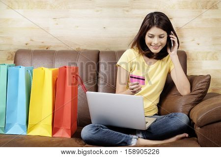 Shopping Online And Delivery Product At Home Concept.