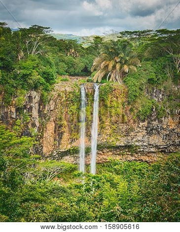 Scenic Chamarel waterfall. Mauritius island