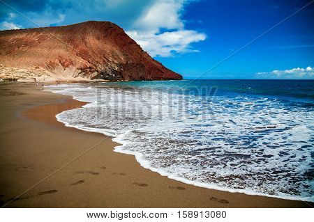 Playa De La Tejita With Red Mountain Montana Roja