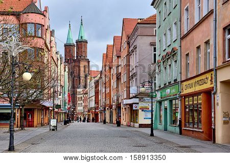Legnica, Poland: November 27, 2016: Promenade of Legnica. It is one of the oldest cities in southwestern Poland central part of Lower Silesia. Poland