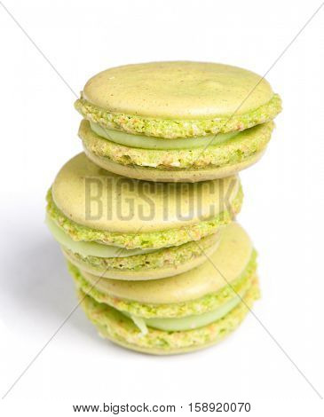 Tasty macaroons isolated on white background