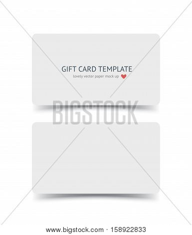 Business card template mock up with round corners and shadow isolated on white background. Realestic vector paper cards for portfolio presentation, business identity, web banner