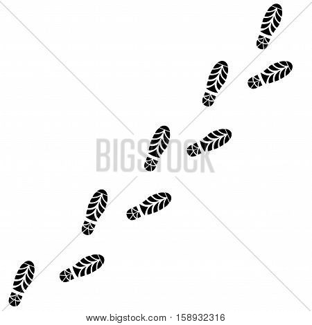 Shoes Trail. Footprints Line Up. Right and Left Bootprint Vector illustration