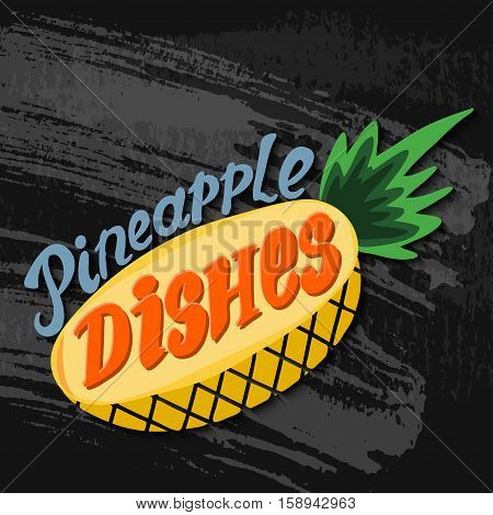 Pineapple picture. Hand drawn vector stock illustration. Chalk board drawing. EPS
