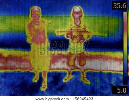Infrared Camouflage Thermal Imaging Thermogram. Invisible Imprint 