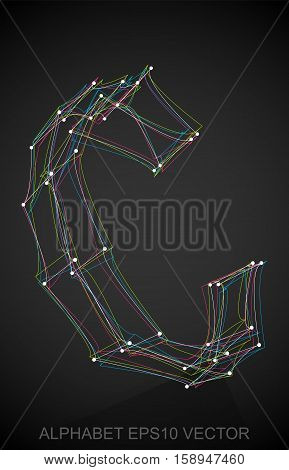 Abstract illustration of a Multicolor sketched uppercase letter C with Reflection. Hand drawn 3D C for your design. EPS 10 vector illustration.