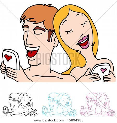 An image of a lovers sending text messages to eachother.