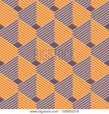 Seamless Pattern With Strips And Cubes.