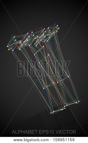 Abstract illustration of a Multicolor sketched uppercase letter W with Reflection. Hand drawn 3D W for your design. EPS 10 vector illustration.