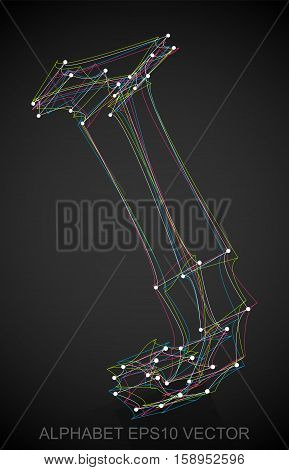Abstract illustration of a Multicolor sketched uppercase letter J with Reflection. Hand drawn 3D J for your design. EPS 10 vector illustration.